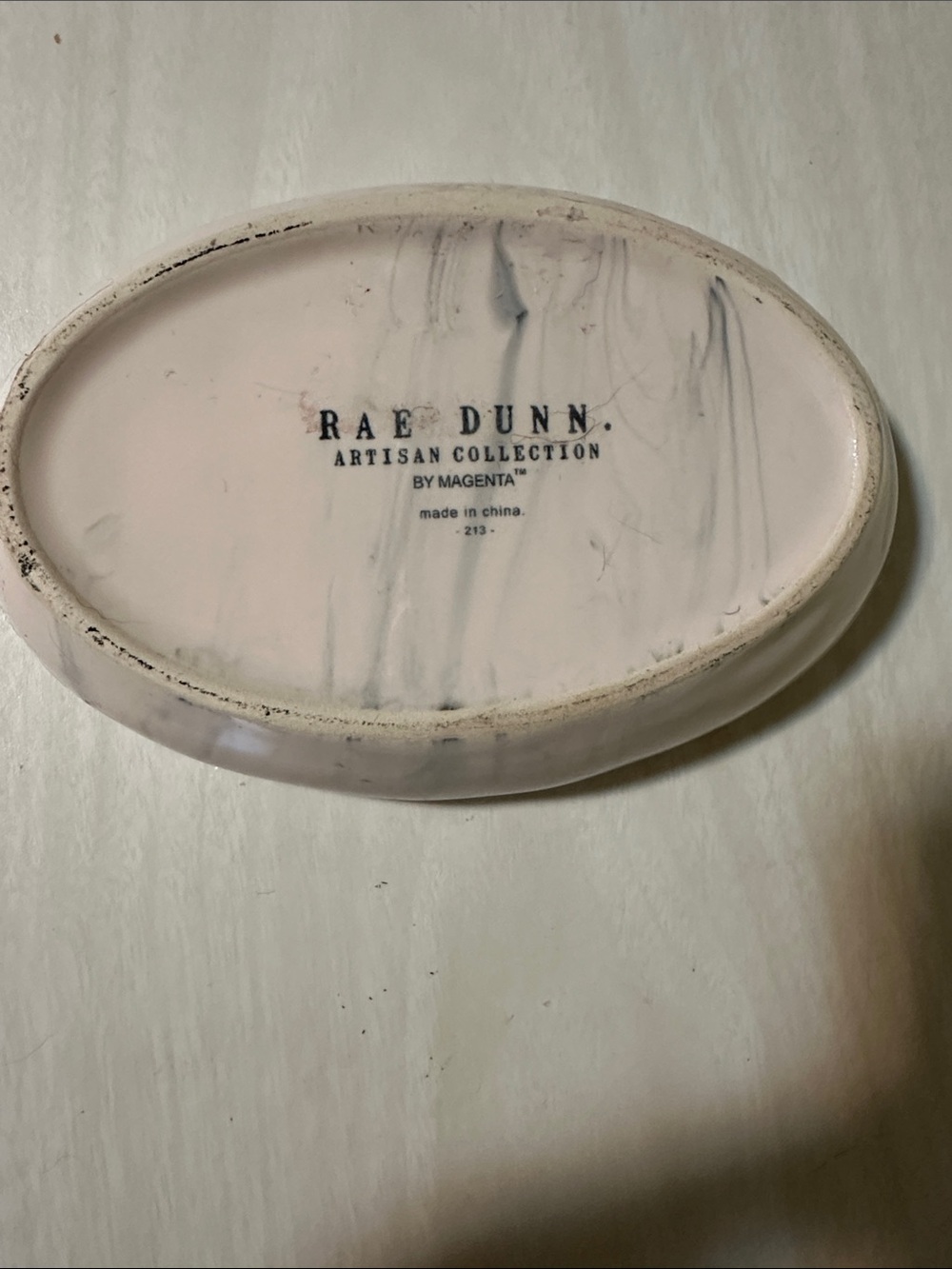 Rae Dunn White with gray faux Marble 'SUDS' Soap Dish - Picture 2 of 2